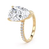 Goldsmiths 18ct Yellow Gold 4.25cttw Pear Cut Lab Grown Diamond Set Shoulder Solitaire Engagement Ring - Ring Size T.5