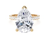 Goldsmiths 18ct Yellow Gold 5.25cttw Pear Cut Lab Grown Diamond Set Shoulder Solitaire Engagement Ring - Ring Size P.5