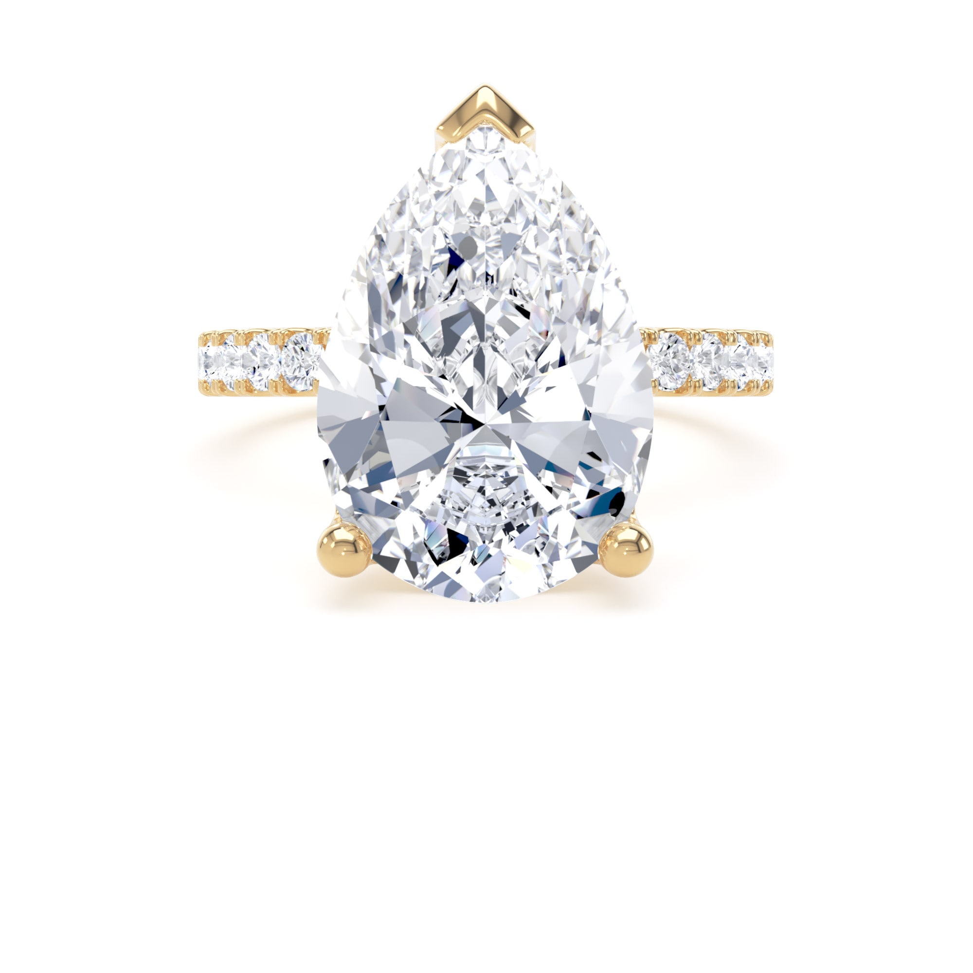 Goldsmiths 18ct Yellow Gold 5.25cttw Pear Cut Lab Grown Diamond Set Shoulder Solitaire Engagement Ring - Ring Size F.5 Goldsmiths 18ct Yellow Gold 5.25cttw Pear Cut Lab Grown Diamond Set Shoulder Solitaire Engagement Ring - Ring Size F.5