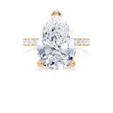 Goldsmiths 18ct Yellow Gold 5.25cttw Pear Cut Lab Grown Diamond Set Shoulder Solitaire Engagement Ring - Ring Size P.5