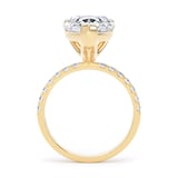 Goldsmiths 18ct Yellow Gold 5.25cttw Pear Cut Lab Grown Diamond Set Shoulder Solitaire Engagement Ring - Ring Size P.5
