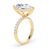 Goldsmiths 18ct Yellow Gold 5.25cttw Pear Cut Lab Grown Diamond Set Shoulder Solitaire Engagement Ring - Ring Size P.5