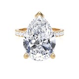 Goldsmiths 18ct Yellow Gold 7.25cttw Pear Cut Lab Grown Diamond Set Shoulder Solitaire Engagement Ring - Ring Size W.5