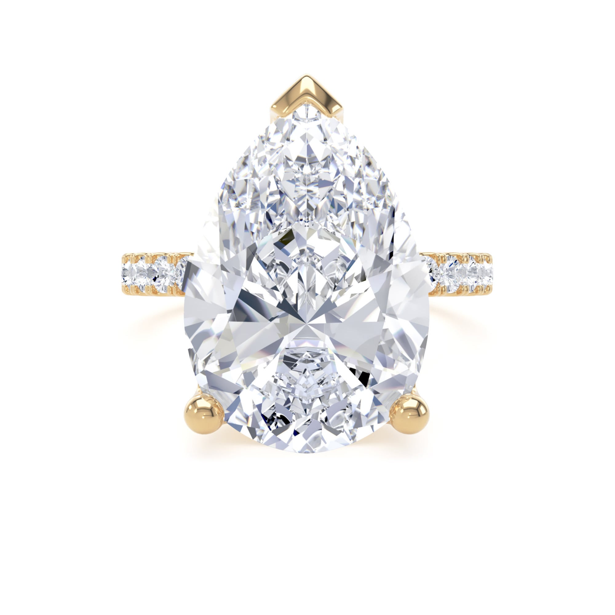 Goldsmiths 18ct Yellow Gold 7.25cttw Pear Cut Lab Grown Diamond Set Shoulder Solitaire Engagement Ring - Ring Size F Goldsmiths 18ct Yellow Gold 7.25cttw Pear Cut Lab Grown Diamond Set Shoulder Solitaire Engagement Ring - Ring Size F