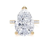 Goldsmiths 18ct Yellow Gold 7.25cttw Pear Cut Lab Grown Diamond Set Shoulder Solitaire Engagement Ring - Ring Size W.5