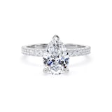 Goldsmiths 18ct White Gold 1.70cttw Pear Cut Lab Grown Diamond Set Shoulder Solitaire Engagement Ring - Ring Size H.5