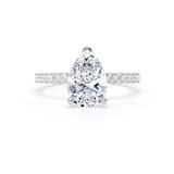 Goldsmiths 18ct White Gold 1.70cttw Pear Cut Lab Grown Diamond Set Shoulder Solitaire Engagement Ring - Ring Size H.5