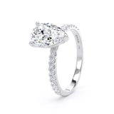 Goldsmiths 18ct White Gold 1.70cttw Pear Cut Lab Grown Diamond Set Shoulder Solitaire Engagement Ring - Ring Size H.5