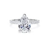 Goldsmiths 18ct White Gold 2.20cttw Pear Cut Lab Grown Diamond Set Shoulder Solitaire Engagement Ring - Ring Size W.5