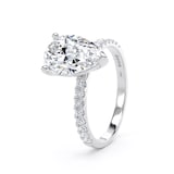 Goldsmiths 18ct White Gold 2.20cttw Pear Cut Lab Grown Diamond Set Shoulder Solitaire Engagement Ring - Ring Size W.5