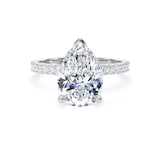 Goldsmiths 18ct White Gold 2.70cttw Pear Cut Lab Grown Diamond Set Shoulder Solitaire Engagement Ring - Ring Size O.5