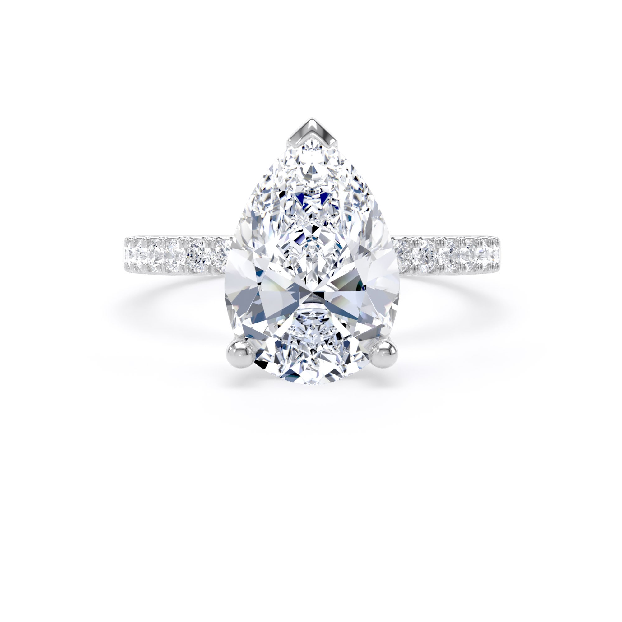 Goldsmiths 18ct White Gold 2.70cttw Pear Cut Lab Grown Diamond Set Shoulder Solitaire Engagement Ring - Ring Size O Goldsmiths 18ct White Gold 2.70cttw Pear Cut Lab Grown Diamond Set Shoulder Solitaire Engagement Ring - Ring Size O