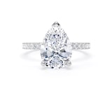 Goldsmiths 18ct White Gold 2.70cttw Pear Cut Lab Grown Diamond Set Shoulder Solitaire Engagement Ring - Ring Size O.5