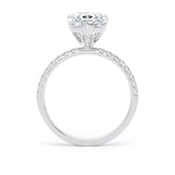 Goldsmiths 18ct White Gold 2.70cttw Pear Cut Lab Grown Diamond Set Shoulder Solitaire Engagement Ring - Ring Size O.5