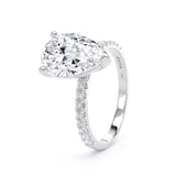 Goldsmiths 18ct White Gold 2.70cttw Pear Cut Lab Grown Diamond Set Shoulder Solitaire Engagement Ring - Ring Size O.5
