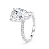 Goldsmiths 18ct White Gold 3.25cttw Pear Cut Lab Grown Diamond Set Shoulder Solitaire Engagement Ring - Ring Size U