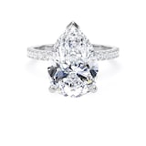 Goldsmiths 18ct White Gold 4.25cttw Pear Cut Lab Grown Diamond Set Shoulder Solitaire Engagement Ring - Ring Size J