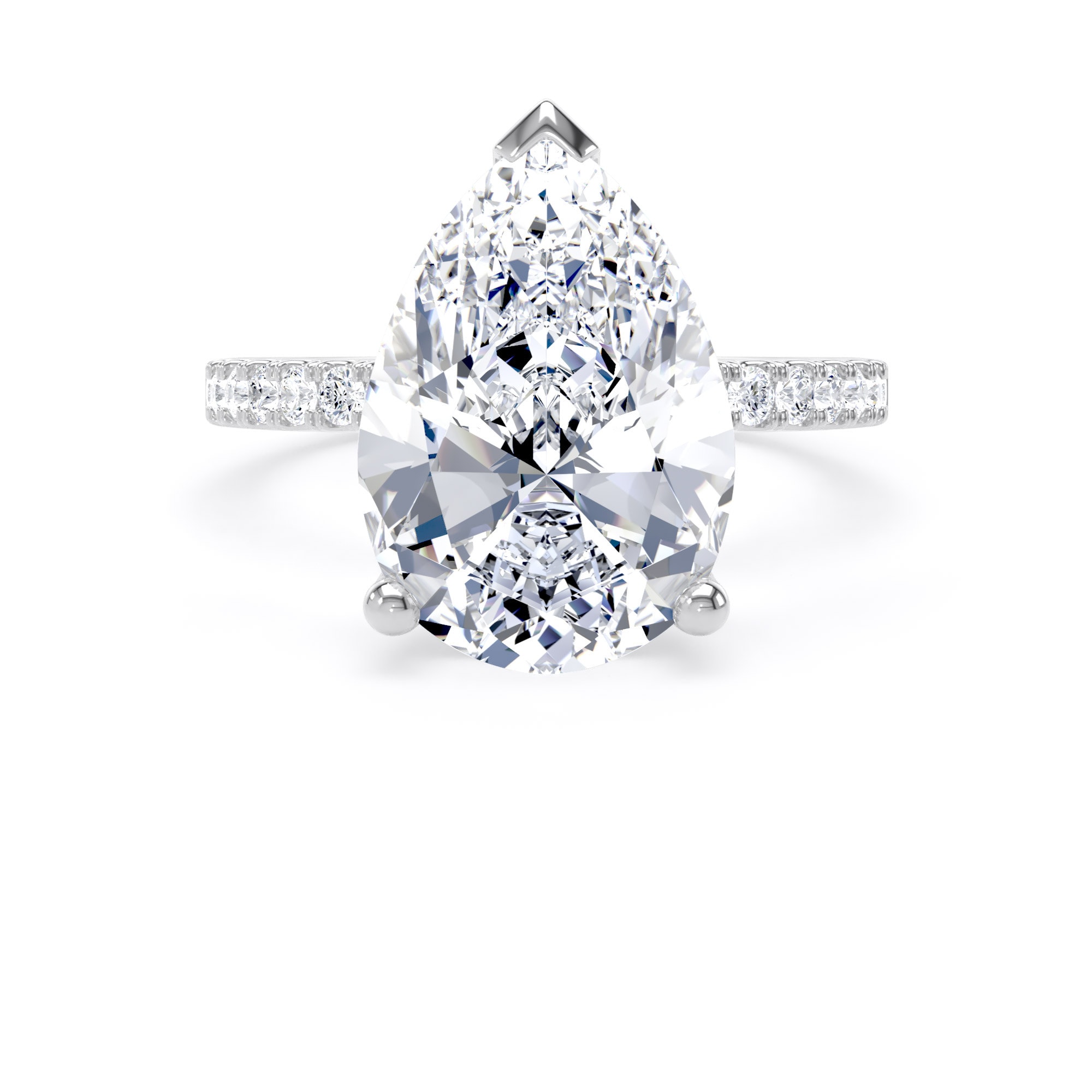 Goldsmiths 18ct White Gold 4.25cttw Pear Cut Lab Grown Diamond Set Shoulder Solitaire Engagement Ring - Ring Size Q