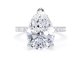 Goldsmiths 18ct White Gold 4.25cttw Pear Cut Lab Grown Diamond Set Shoulder Solitaire Engagement Ring - Ring Size J