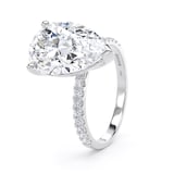 Goldsmiths 18ct White Gold 4.25cttw Pear Cut Lab Grown Diamond Set Shoulder Solitaire Engagement Ring - Ring Size J