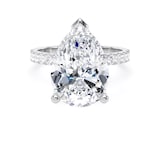 Goldsmiths 18ct White Gold 5.25cttw Pear Cut Lab Grown Diamond Set Shoulder Solitaire Engagement Ring - Ring Size L.5