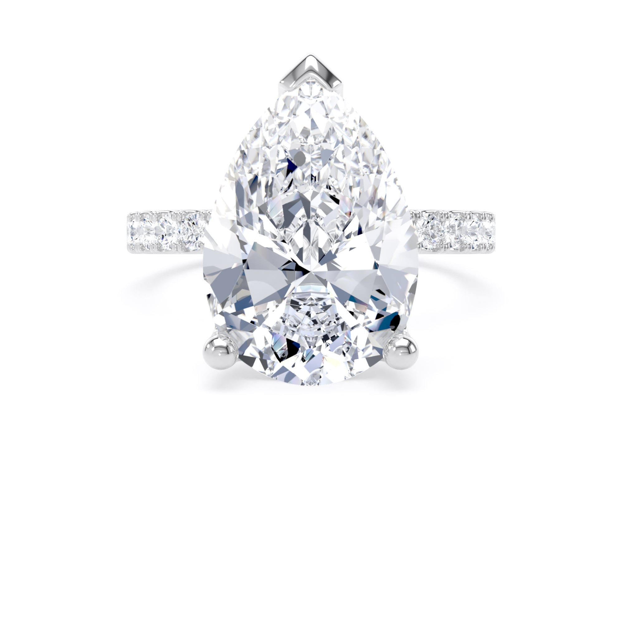 Goldsmiths 18ct White Gold 5.25cttw Pear Cut Lab Grown Diamond Set Shoulder Solitaire Engagement Ring - Ring Size P