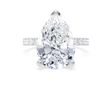 Goldsmiths 18ct White Gold 5.25cttw Pear Cut Lab Grown Diamond Set Shoulder Solitaire Engagement Ring - Ring Size L.5