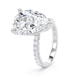 Goldsmiths 18ct White Gold 5.25cttw Pear Cut Lab Grown Diamond Set Shoulder Solitaire Engagement Ring - Ring Size L.5