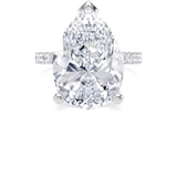 Goldsmiths 18ct White Gold 7.25cttw Pear Cut Lab Grown Diamond Set Shoulder Solitaire Engagement Ring - Ring Size W.5