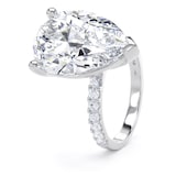 Goldsmiths 18ct White Gold 7.25cttw Pear Cut Lab Grown Diamond Set Shoulder Solitaire Engagement Ring - Ring Size W.5