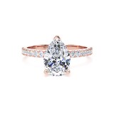 Goldsmiths 18ct Rose Gold 1.70cttw Pear Cut Lab Grown Diamond Set Shoulder Solitaire Engagement Ring - Ring Size N.5