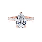 Goldsmiths 18ct Rose Gold 2.20cttw Pear Cut Lab Grown Diamond Set Shoulder Solitaire Engagement Ring - Ring Size N.5