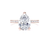 Goldsmiths 18ct Rose Gold 2.20cttw Pear Cut Lab Grown Diamond Set Shoulder Solitaire Engagement Ring - Ring Size N.5