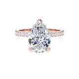 Goldsmiths 18ct Rose Gold 2.70cttw Pear Cut Lab Grown Diamond Set Shoulder Solitaire Engagement Ring - Ring Size H
