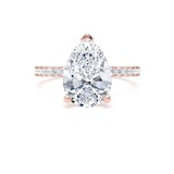Goldsmiths 18ct Rose Gold 2.70cttw Pear Cut Lab Grown Diamond Set Shoulder Solitaire Engagement Ring - Ring Size H