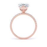 Goldsmiths 18ct Rose Gold 2.70cttw Pear Cut Lab Grown Diamond Set Shoulder Solitaire Engagement Ring - Ring Size H