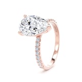 Goldsmiths 18ct Rose Gold 2.70cttw Pear Cut Lab Grown Diamond Set Shoulder Solitaire Engagement Ring - Ring Size H