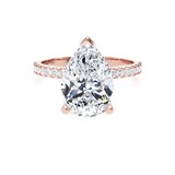 Goldsmiths 18ct Rose Gold 3.25cttw Pear Cut Lab Grown Diamond Set Shoulder Solitaire Engagement Ring - Ring Size K.5