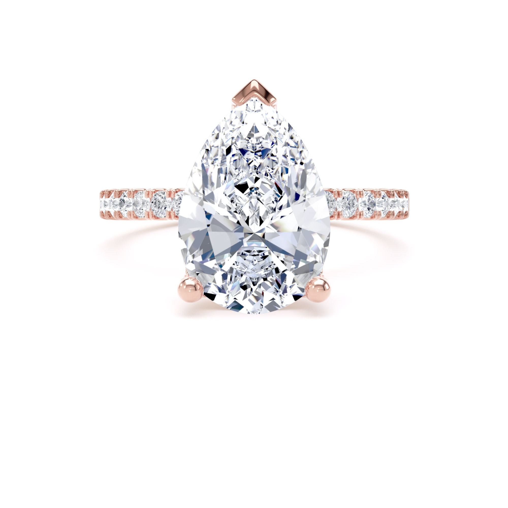 Goldsmiths 18ct Rose Gold 3.25cttw Pear Cut Lab Grown Diamond Set Shoulder Solitaire Engagement Ring - Ring Size J.5 Goldsmiths 18ct Rose Gold 3.25cttw Pear Cut Lab Grown Diamond Set Shoulder Solitaire Engagement Ring - Ring Size J.5