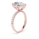 Goldsmiths 18ct Rose Gold 3.25cttw Pear Cut Lab Grown Diamond Set Shoulder Solitaire Engagement Ring - Ring Size K.5