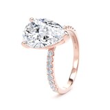 Goldsmiths 18ct Rose Gold 3.25cttw Pear Cut Lab Grown Diamond Set Shoulder Solitaire Engagement Ring - Ring Size K.5