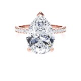 Goldsmiths 18ct Rose Gold 4.25cttw Pear Cut Lab Grown Diamond Set Shoulder Solitaire Engagement Ring - Ring Size N.5