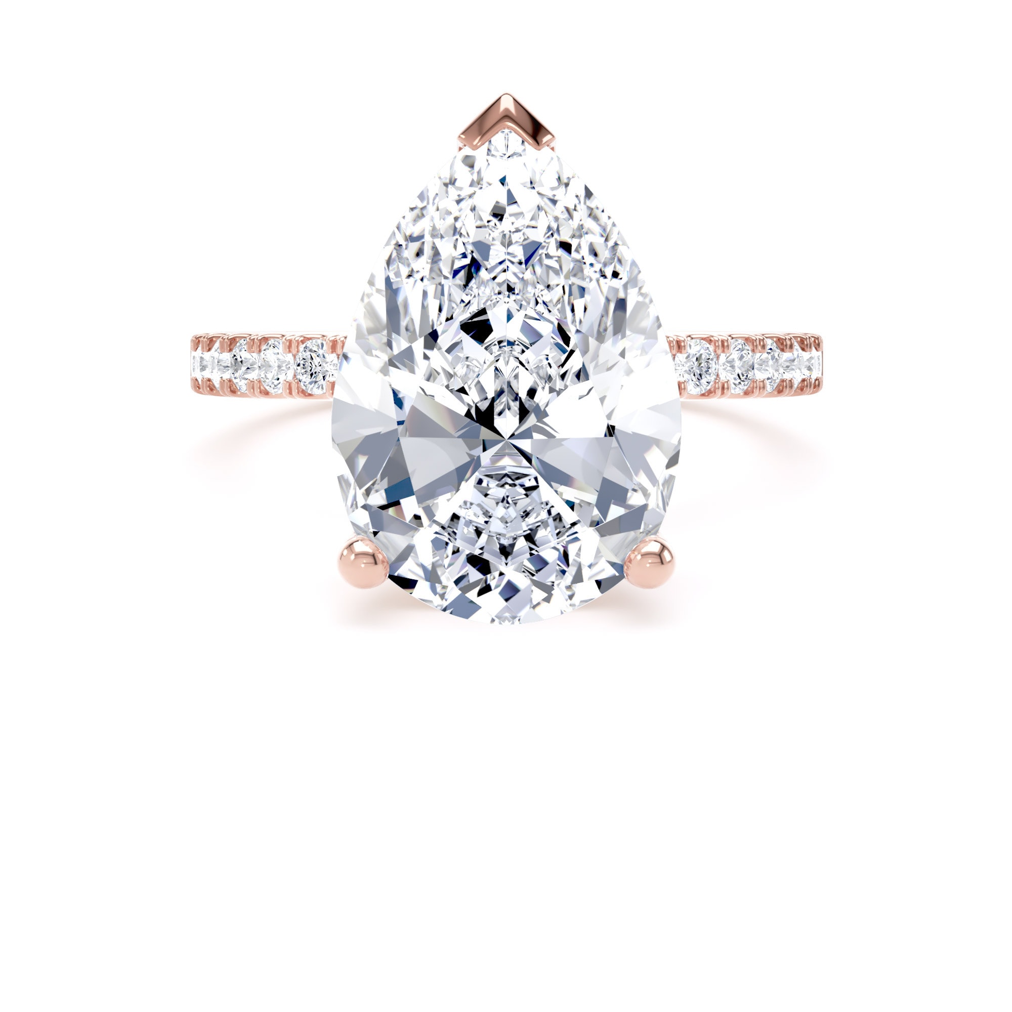 Goldsmiths 18ct Rose Gold 4.25cttw Pear Cut Lab Grown Diamond Set Shoulder Solitaire Engagement Ring - Ring Size G.5 Goldsmiths 18ct Rose Gold 4.25cttw Pear Cut Lab Grown Diamond Set Shoulder Solitaire Engagement Ring - Ring Size G.5