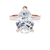 Goldsmiths 18ct Rose Gold 5.25cttw Pear Cut Lab Grown Diamond Set Shoulder Solitaire Engagement Ring - Ring Size O.5