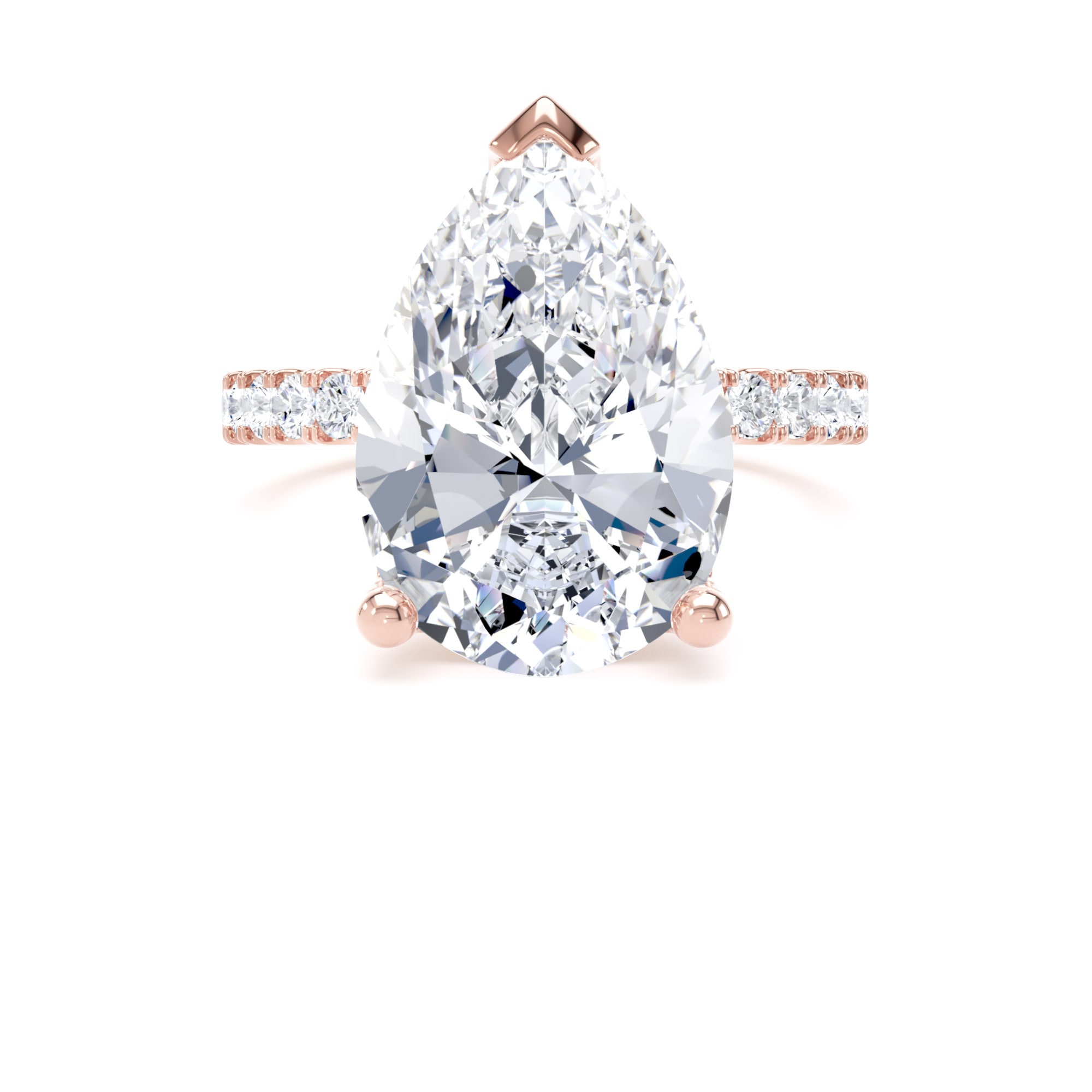 Goldsmiths 18ct Rose Gold 5.25cttw Pear Cut Lab Grown Diamond Set Shoulder Solitaire Engagement Ring - Ring Size S.5 Goldsmiths 18ct Rose Gold 5.25cttw Pear Cut Lab Grown Diamond Set Shoulder Solitaire Engagement Ring - Ring Size S.5