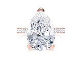 Goldsmiths 18ct Rose Gold 5.25cttw Pear Cut Lab Grown Diamond Set Shoulder Solitaire Engagement Ring - Ring Size O.5