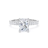 Goldsmiths Platinum 2.20cttw Radiant Cut Lab Grown Diamond Set Shoulder Solitaire Engagement Ring - Ring Size F