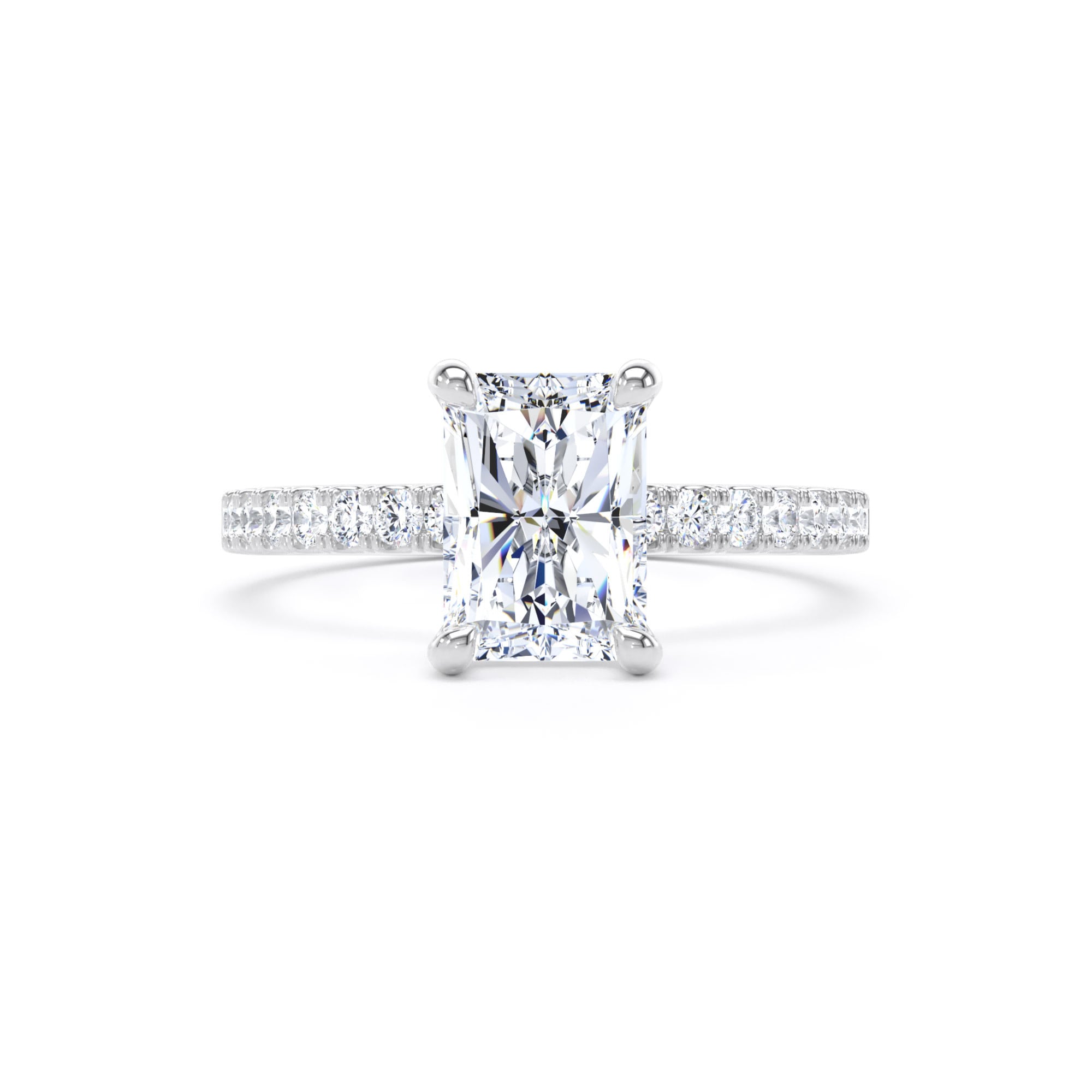 Goldsmiths Platinum 2.20cttw Radiant Cut Lab Grown Diamond Set Shoulder Solitaire Engagement Ring - Ring Size G Goldsmiths Platinum 2.20cttw Radiant Cut Lab Grown Diamond Set Shoulder Solitaire Engagement Ring - Ring Size G