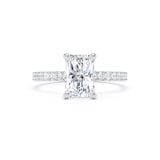 Goldsmiths Platinum 2.20cttw Radiant Cut Lab Grown Diamond Set Shoulder Solitaire Engagement Ring - Ring Size F