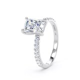 Goldsmiths Platinum 2.20cttw Radiant Cut Lab Grown Diamond Set Shoulder Solitaire Engagement Ring - Ring Size F